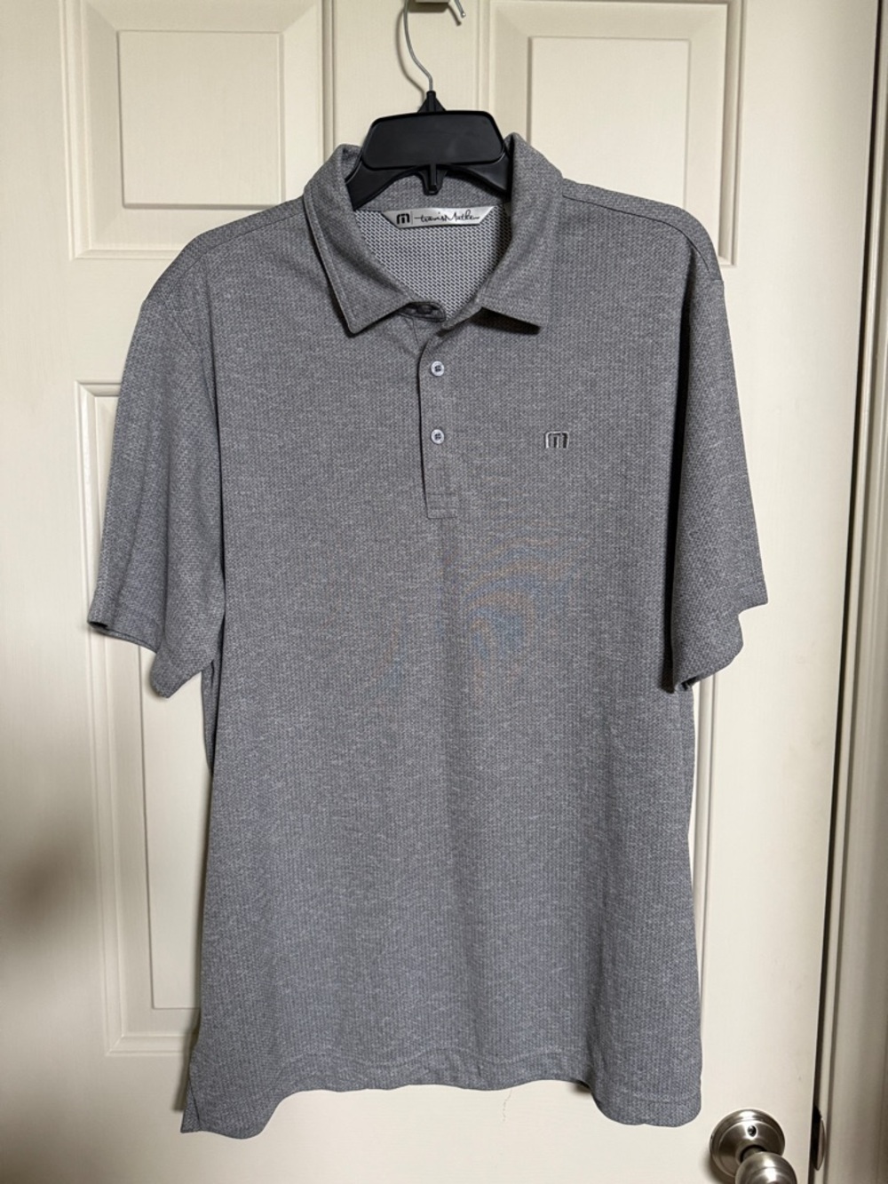 Travis Mathew Men's Light Gray Textured Polo